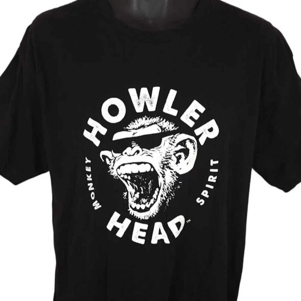 Howler Head T Shirt Mens Size Large Black Monkey Spirit Whiskey